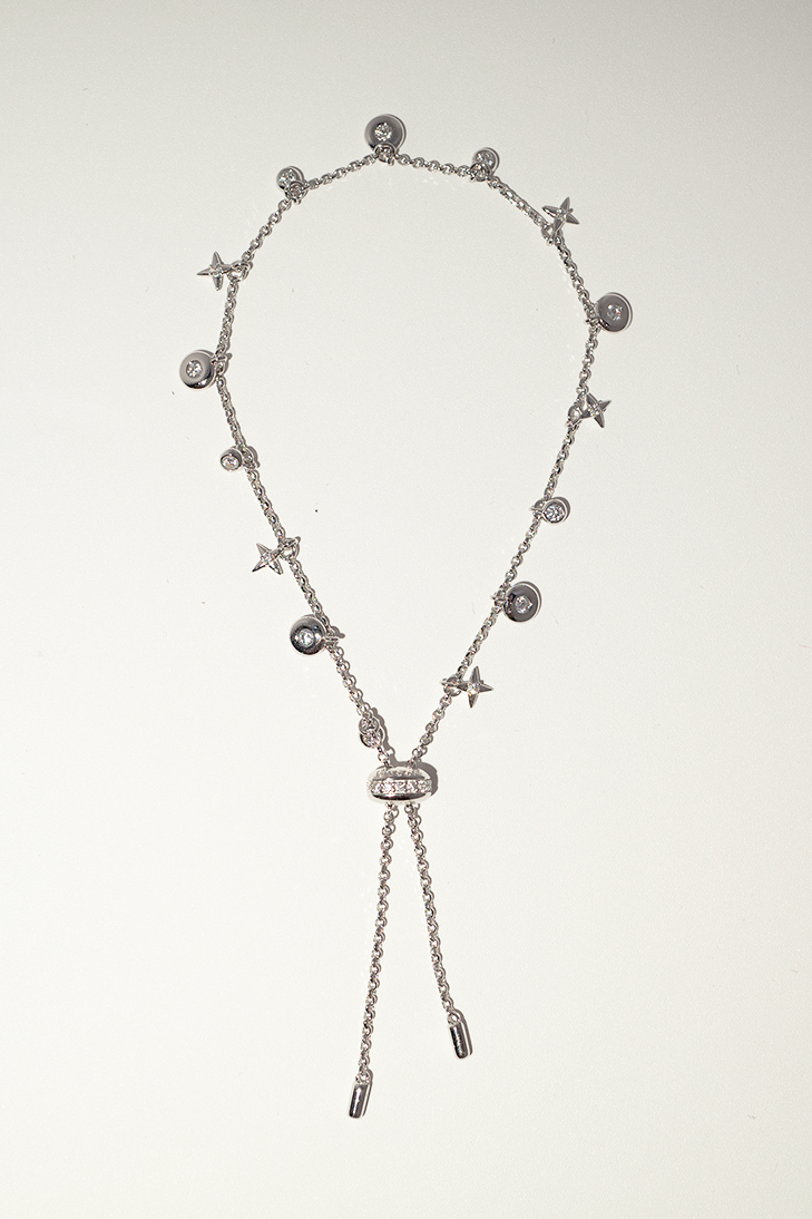 18K White Gold-Plated Silver Star and Crystal Bracelet