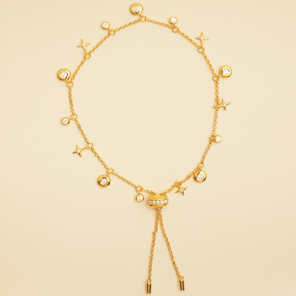 18K Gold-Plated Star and Crystal Adjustable Bracelet