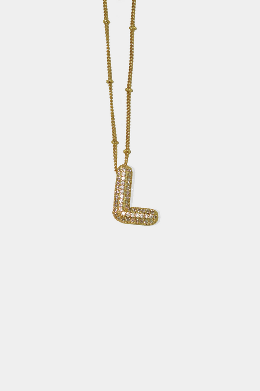 18K Gold-Plated Letter Necklace White Background