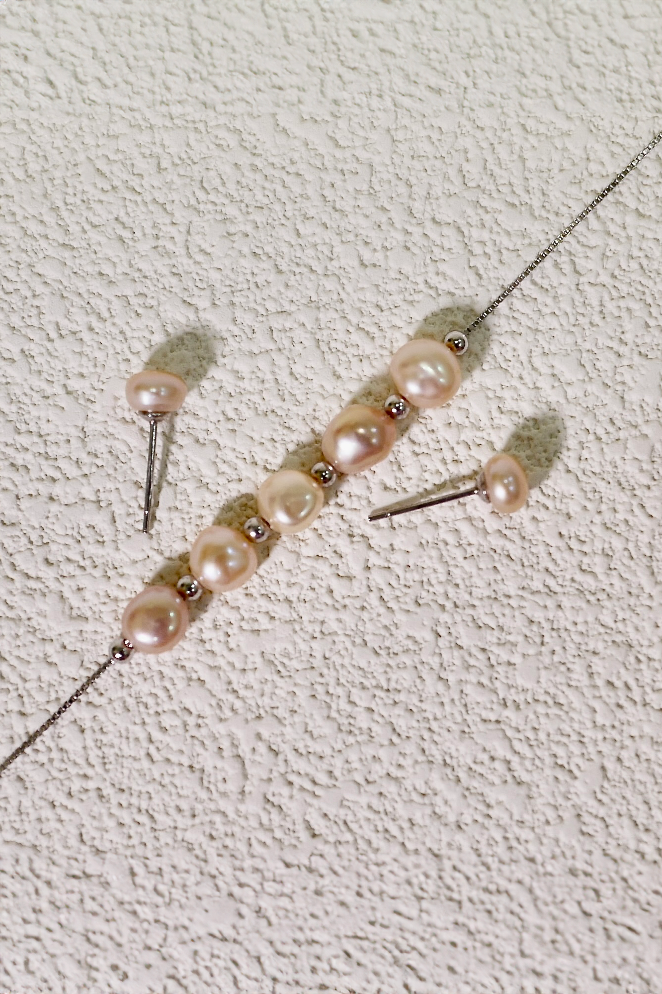 Baby Pearl Earrings And Elegant High-Luster Orange Pearl Boat Necklace