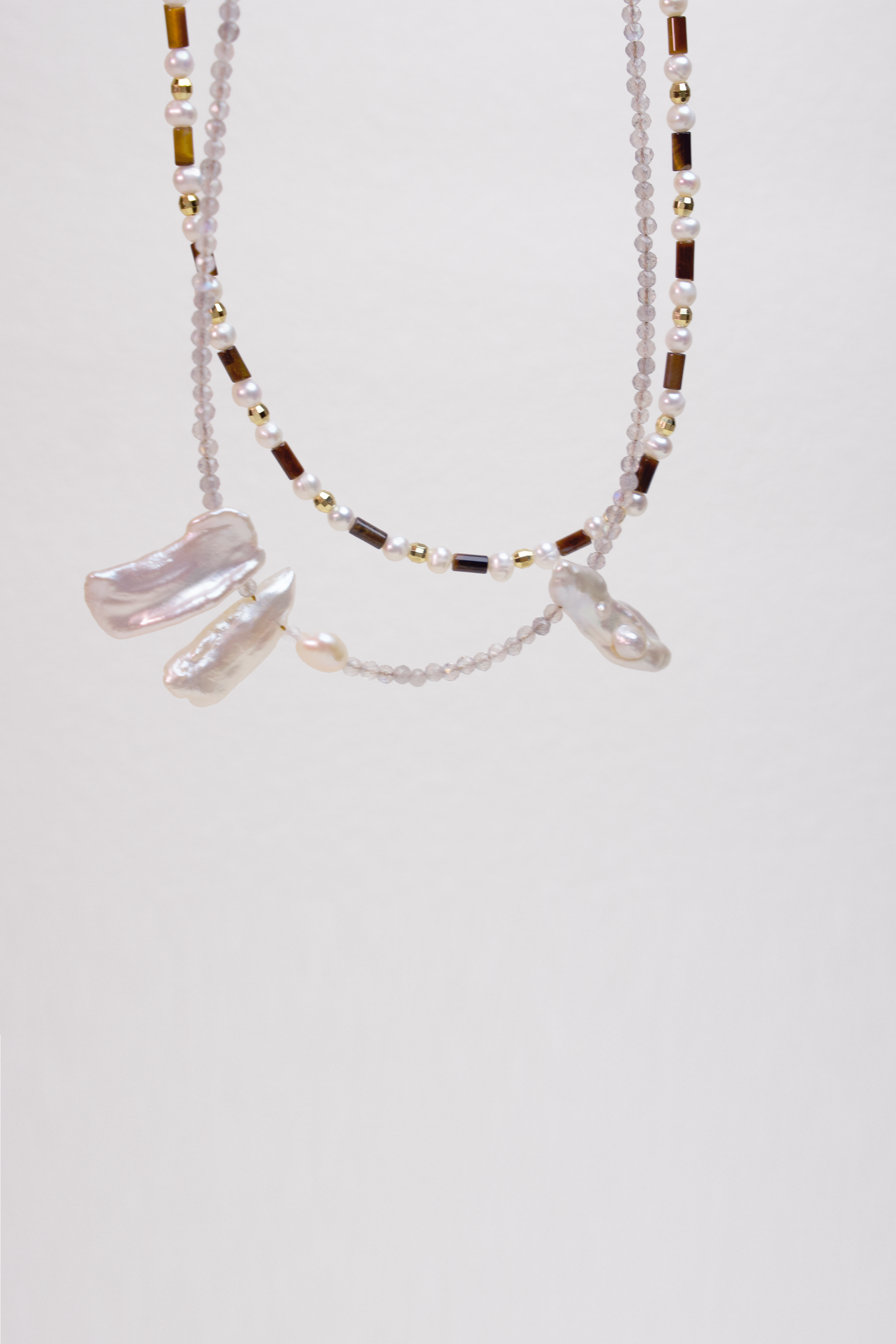 Baroque Freshwater Pearl Beaded Necklace And Tigereye Bead and Pearl Necklace 