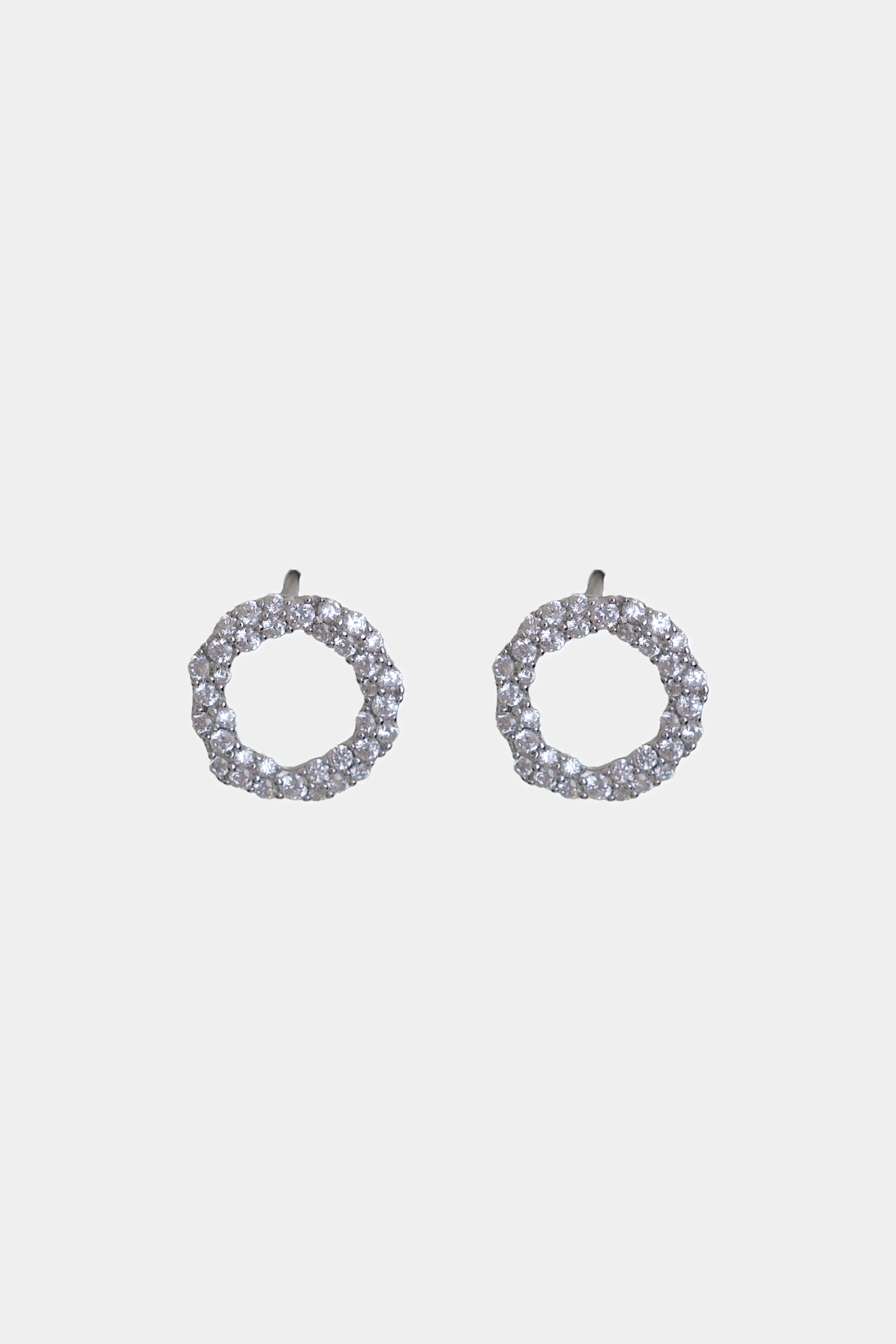 18K White Gold-Plated Silver Crystal Circle Stud Earrings