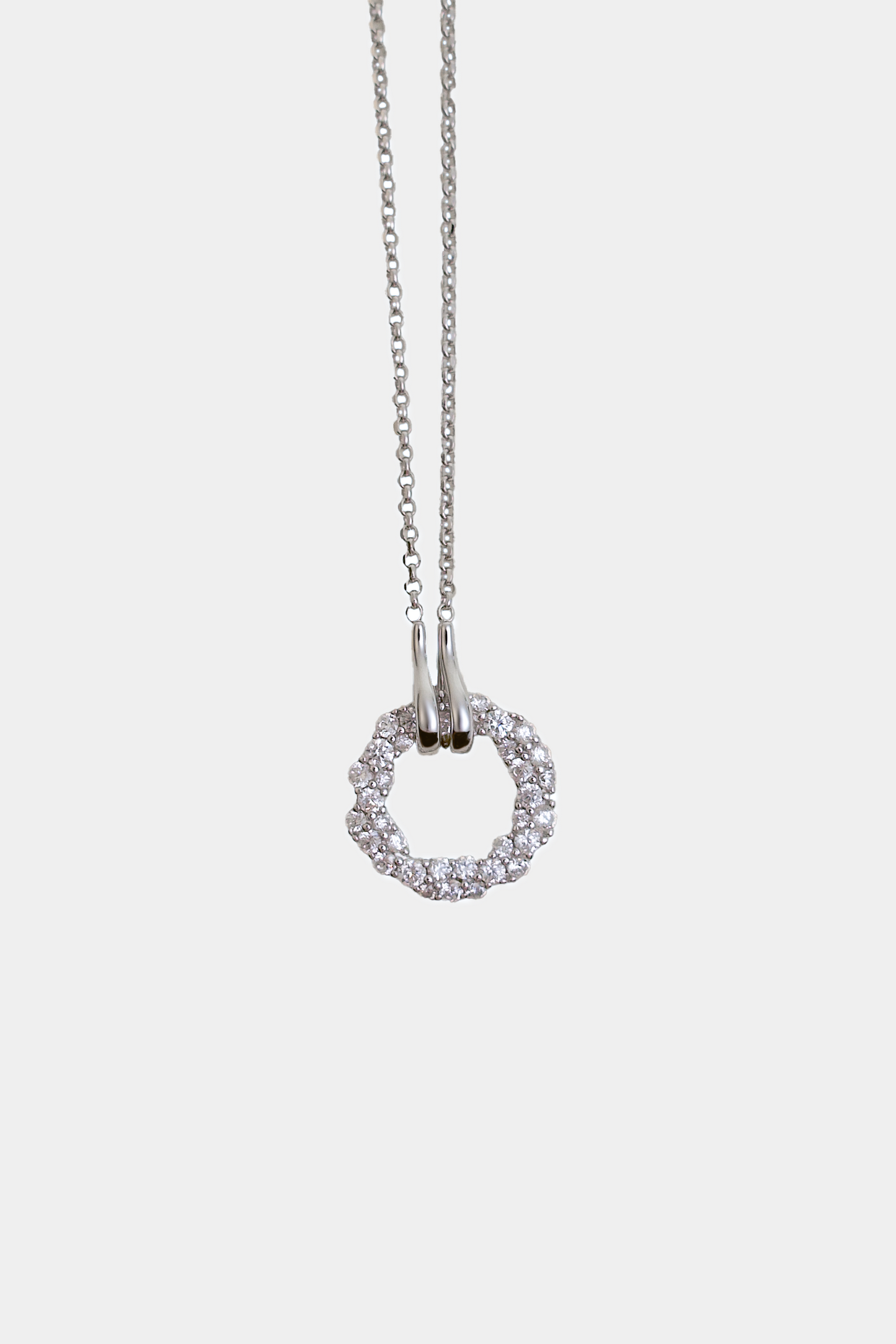 18K White Gold-Plated Modern Diamond Circle Pendant