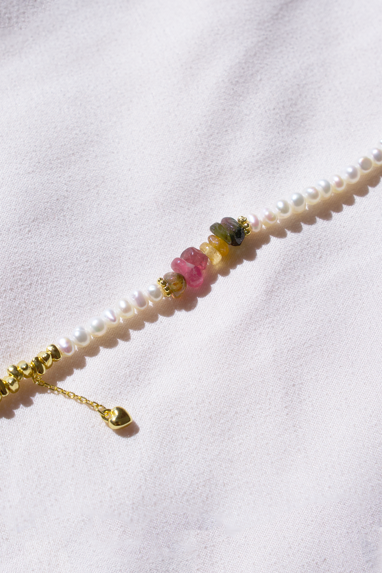 18K Gold-Plated Heart Charm Freshwater Pearl Bracelet