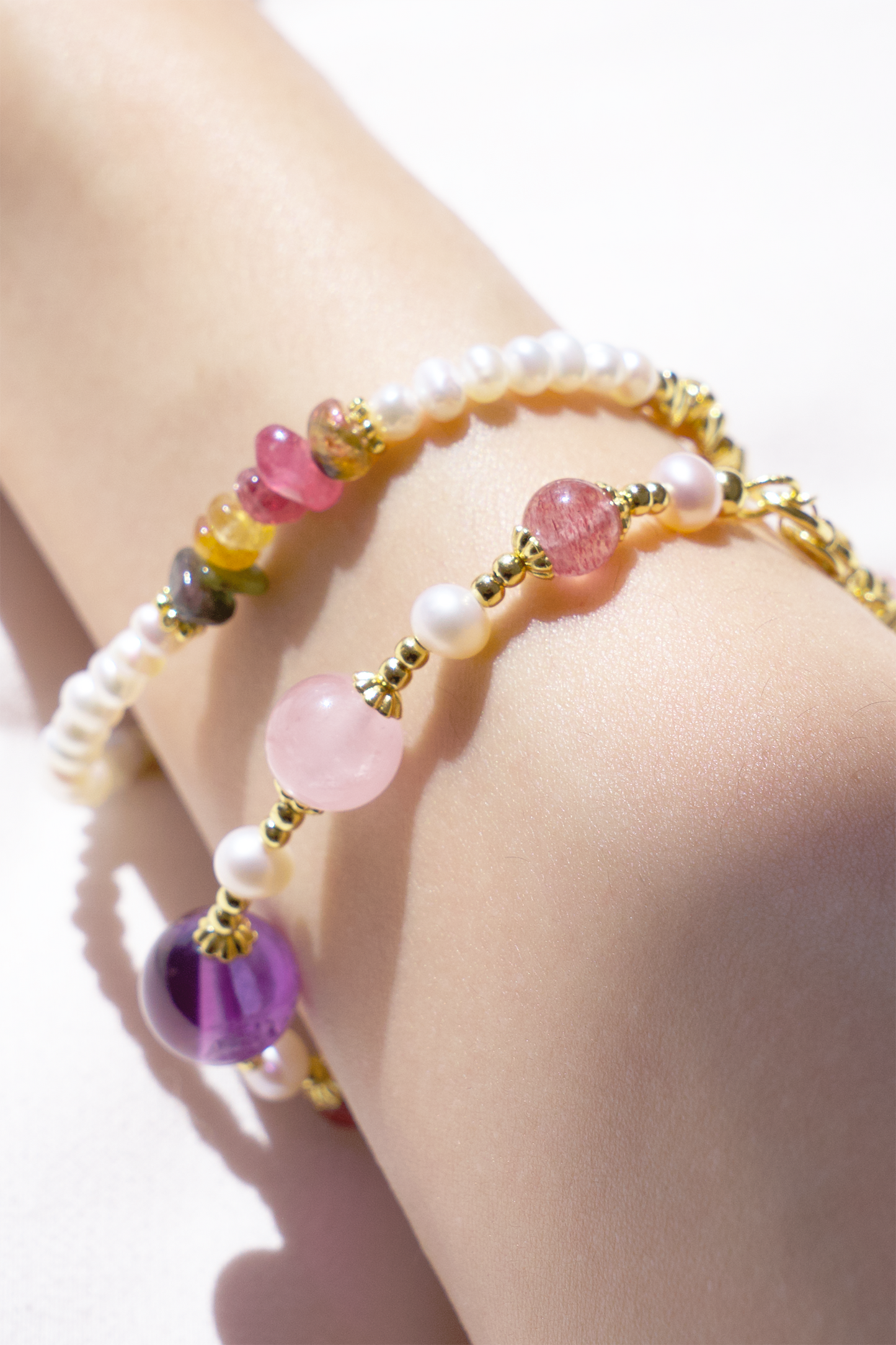 18K Gold-Plated Heart Charm Freshwater Pearl Bracelet