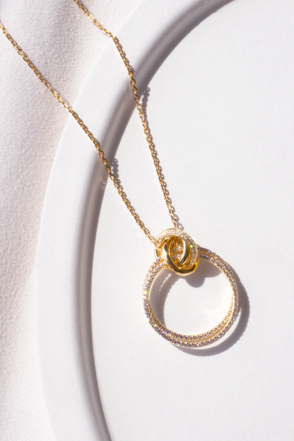 18K Gold-Plated Double Circle Pendant Necklace