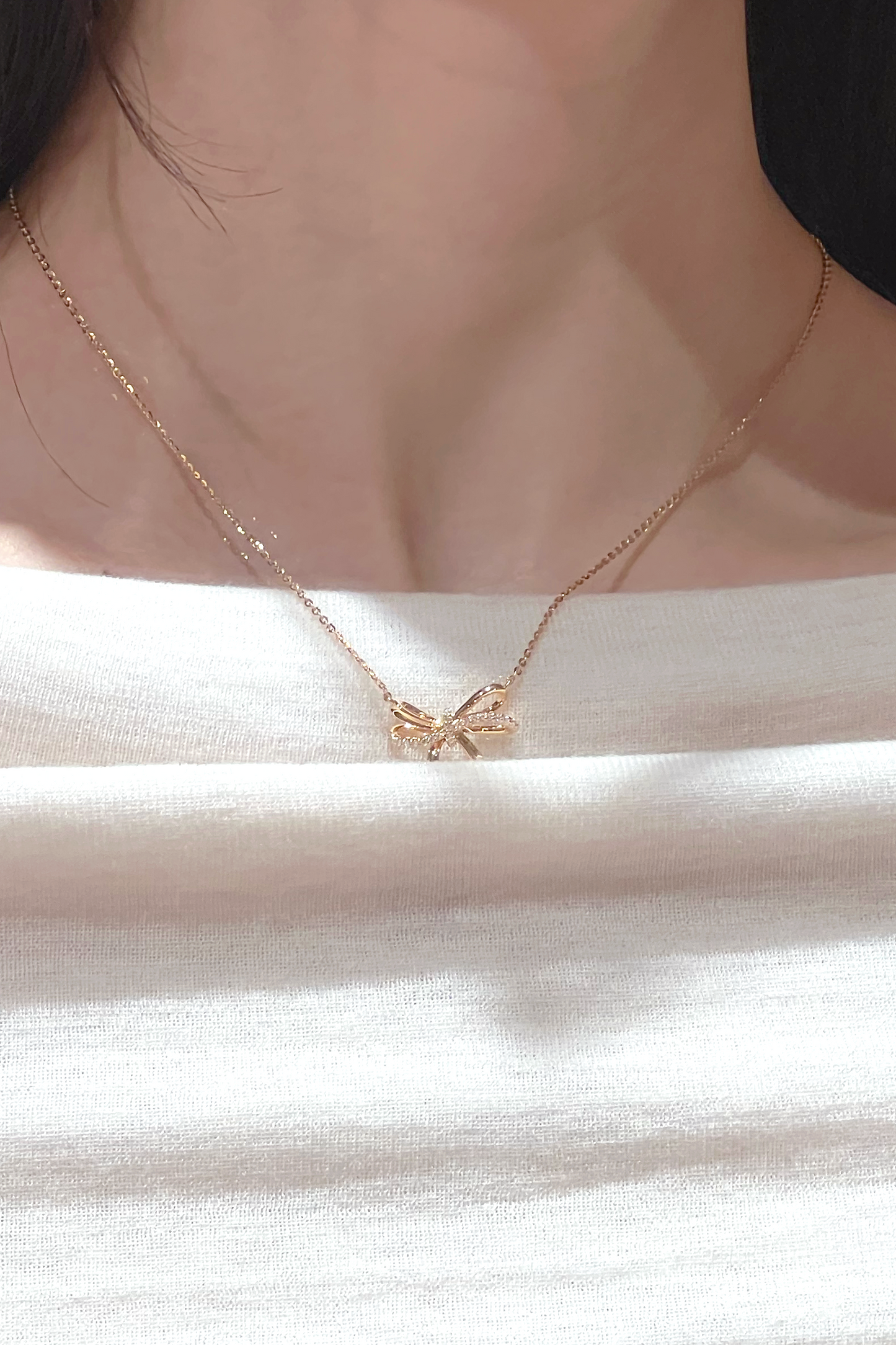 18K Gold-Plated Bow Pendant Necklace