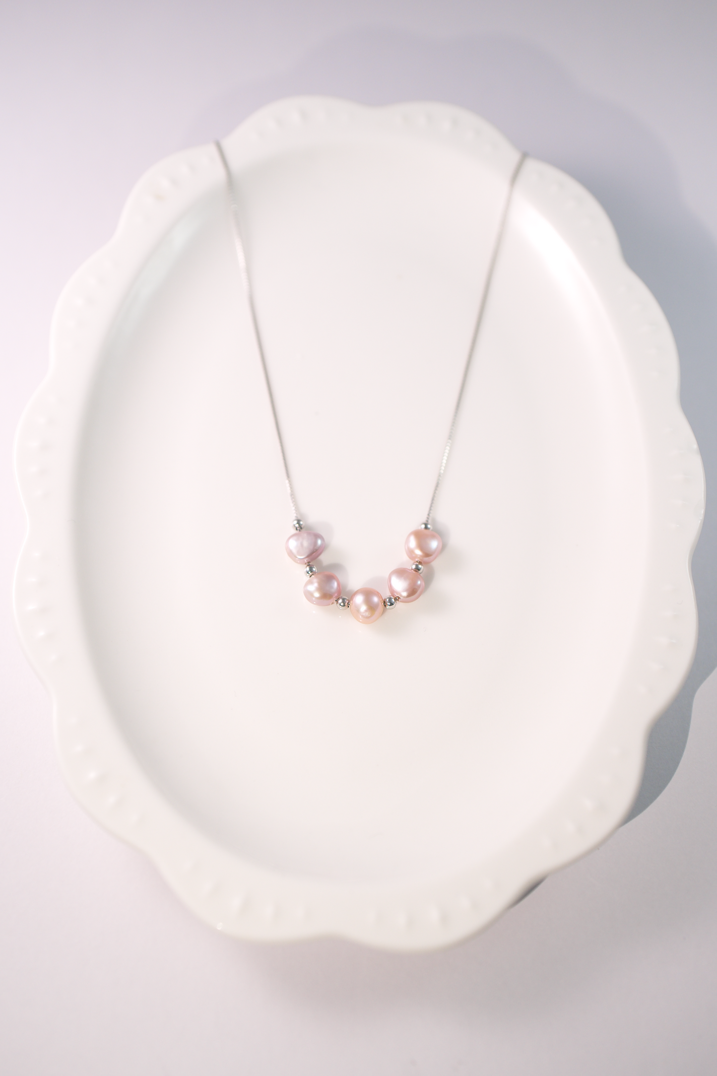 Elegant Pink Freshwater Pearl Boat Necklace