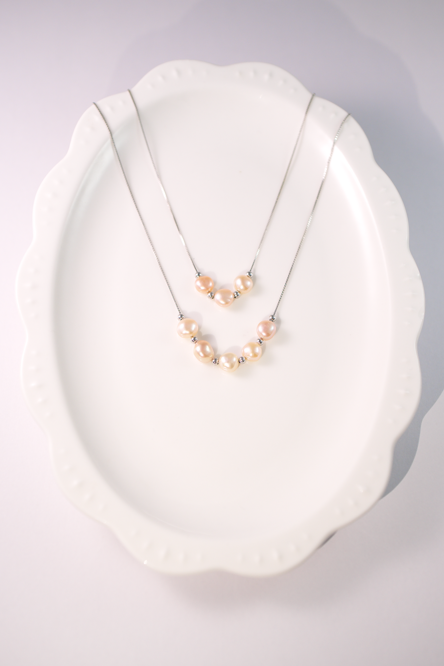 Elegant Three-Orange Freshwater Pearl Necklace