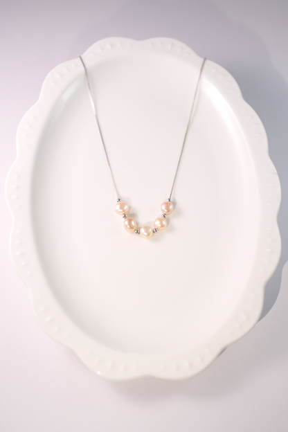 Elegant Orange Freshwater Pearl Boat Necklace