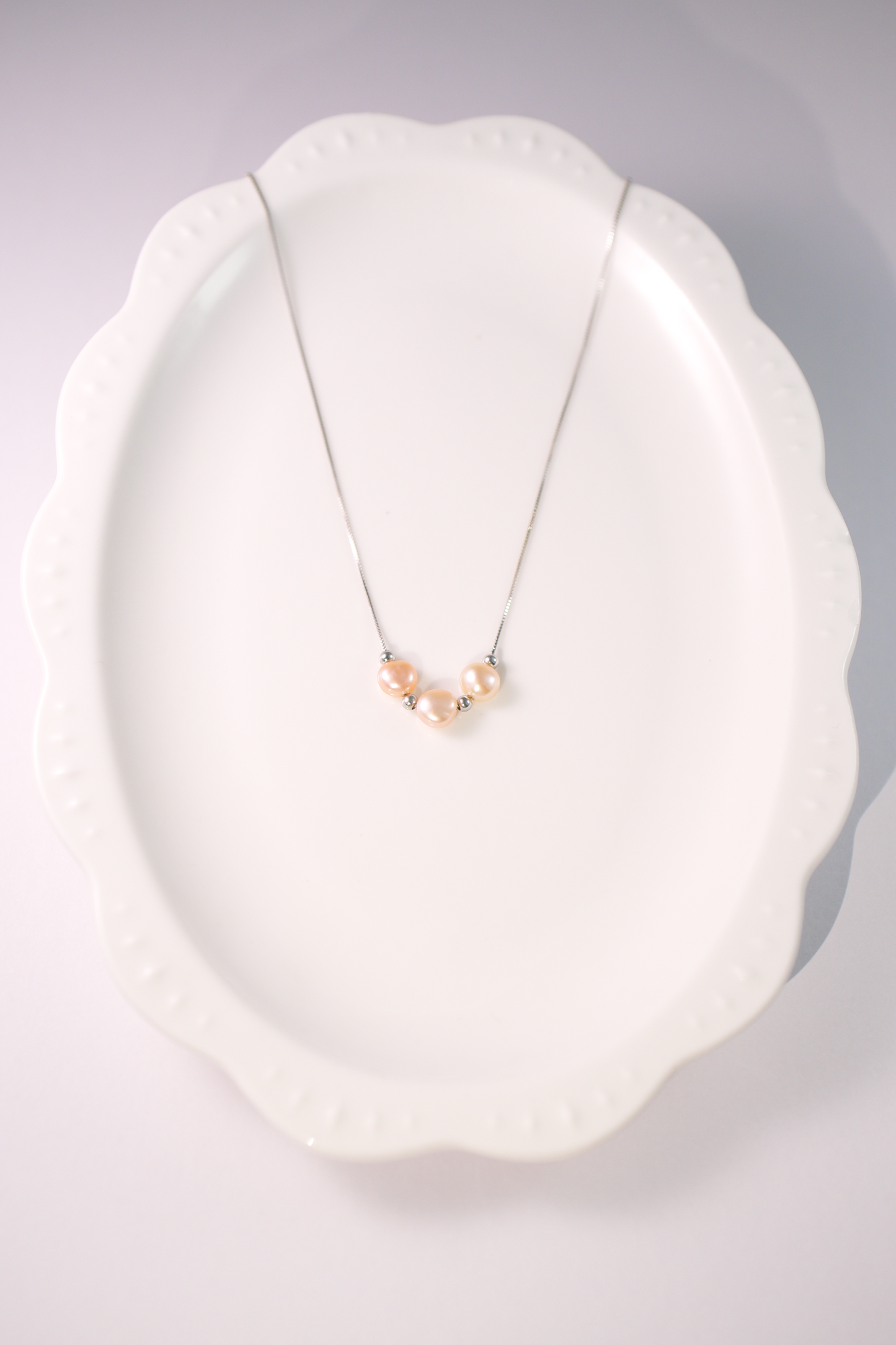 Elegant Three-Orange Freshwater Pearl Necklace