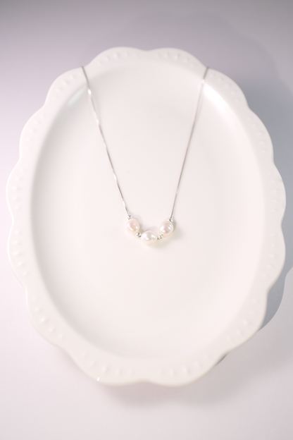 Elegant Three-White Freshwater Necklace