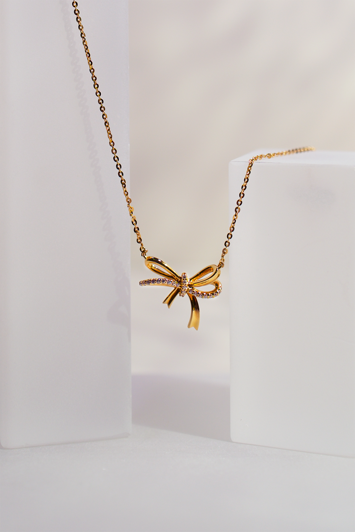 18K Gold-Plated Bow Pendant Necklace