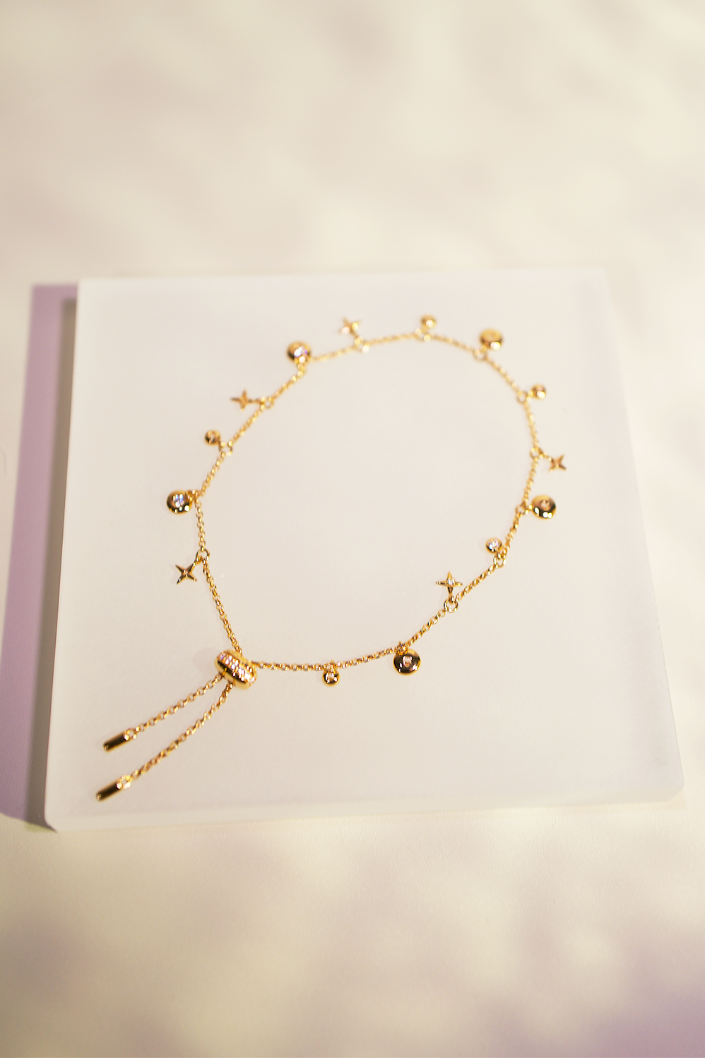 18K Gold-Plated Star and Crystal Adjustable Bracelet