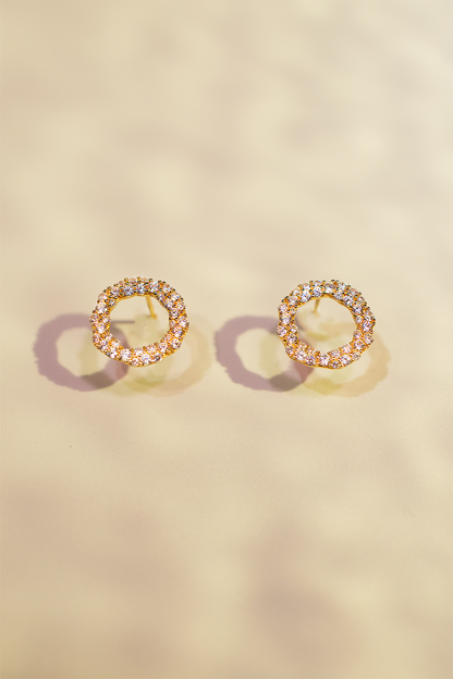 18K Gold-Plated Crystal Circle Stud Earrings