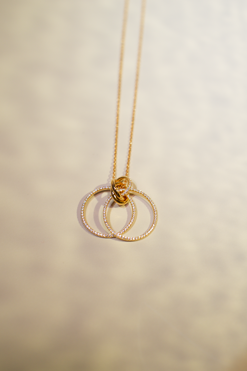 18K Gold-Plated Double Circle Pendant Necklace