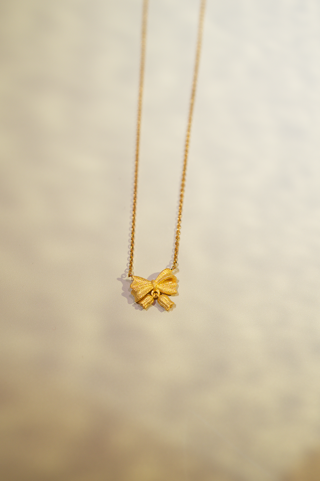 18K Gold-Plated Matte Bow Pendant Necklace