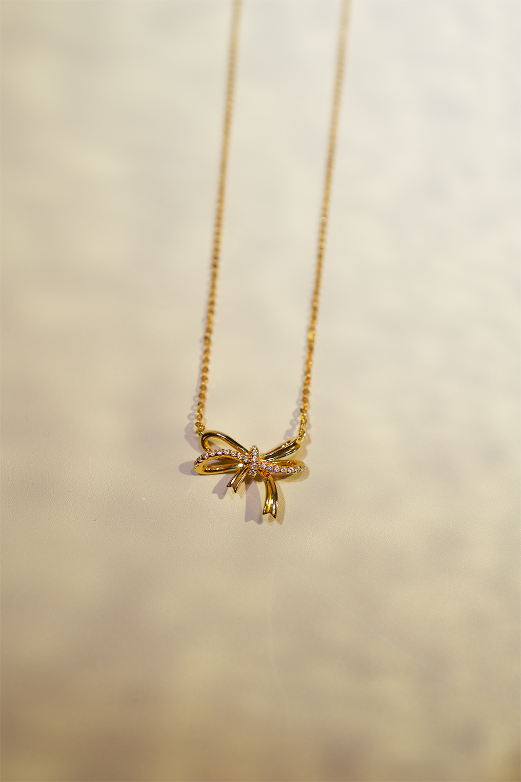 18K Gold-Plated Bow Pendant Necklace