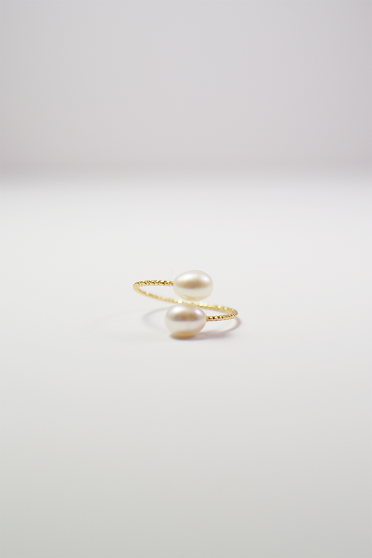 Double Pearl Spiral Ring