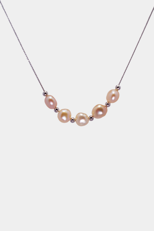 Elegant Orange Freshwater Pearl Boat Necklace