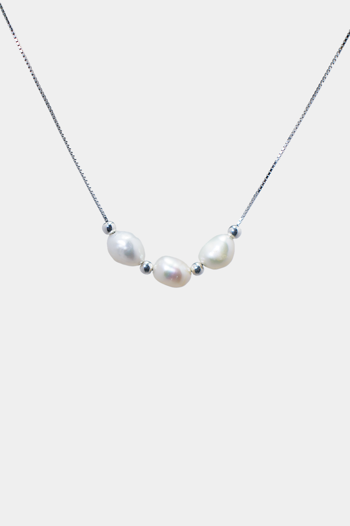 Elegant Three-White Freshwater Necklace