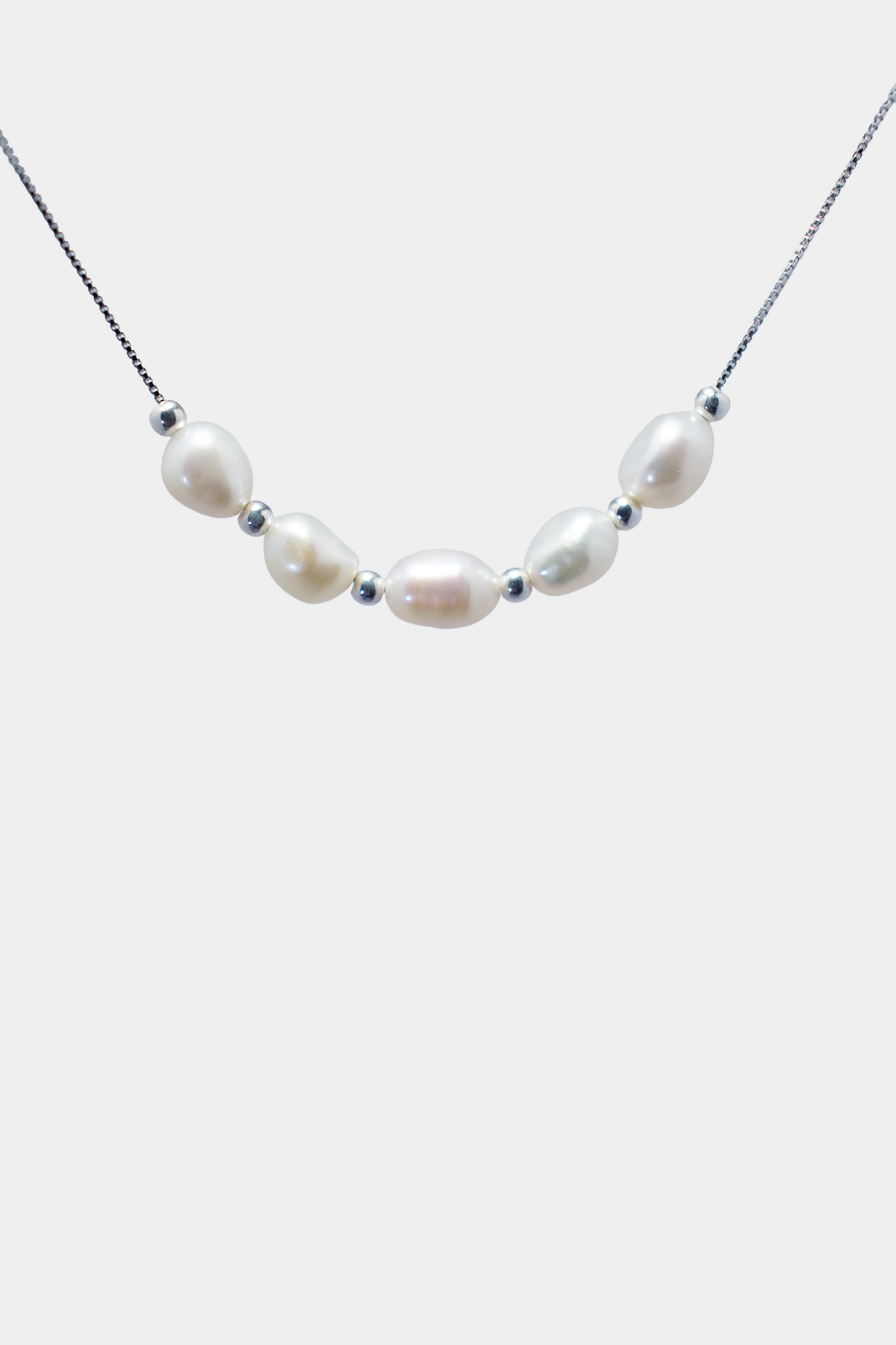 Elegant White Freshwater Pearl Boat Necklace