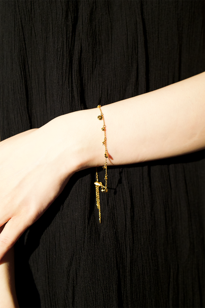 18K Gold-Plated Star and Crystal Adjustable Bracelet