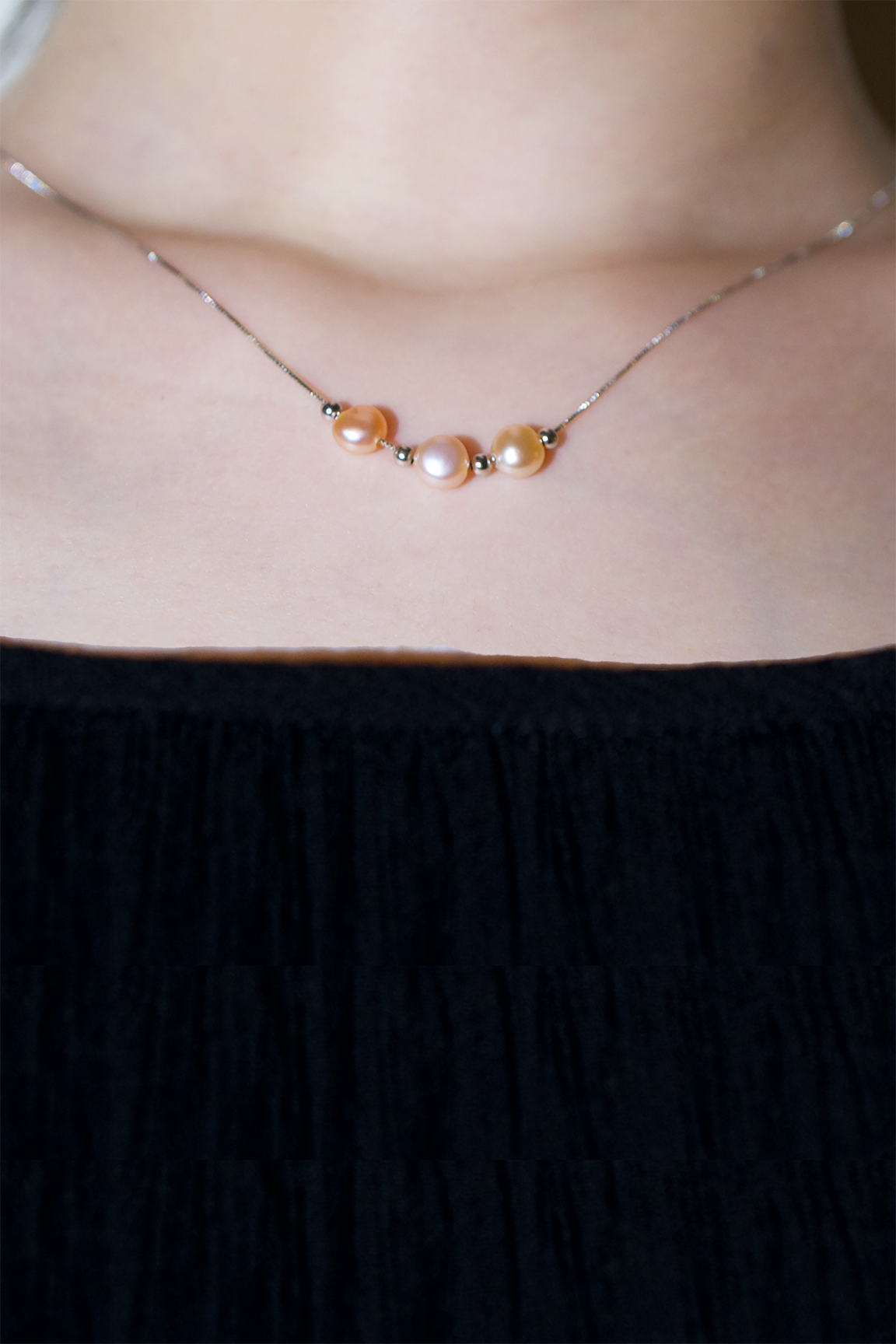 Elegant Orange Freshwater Pearl Boat Necklace