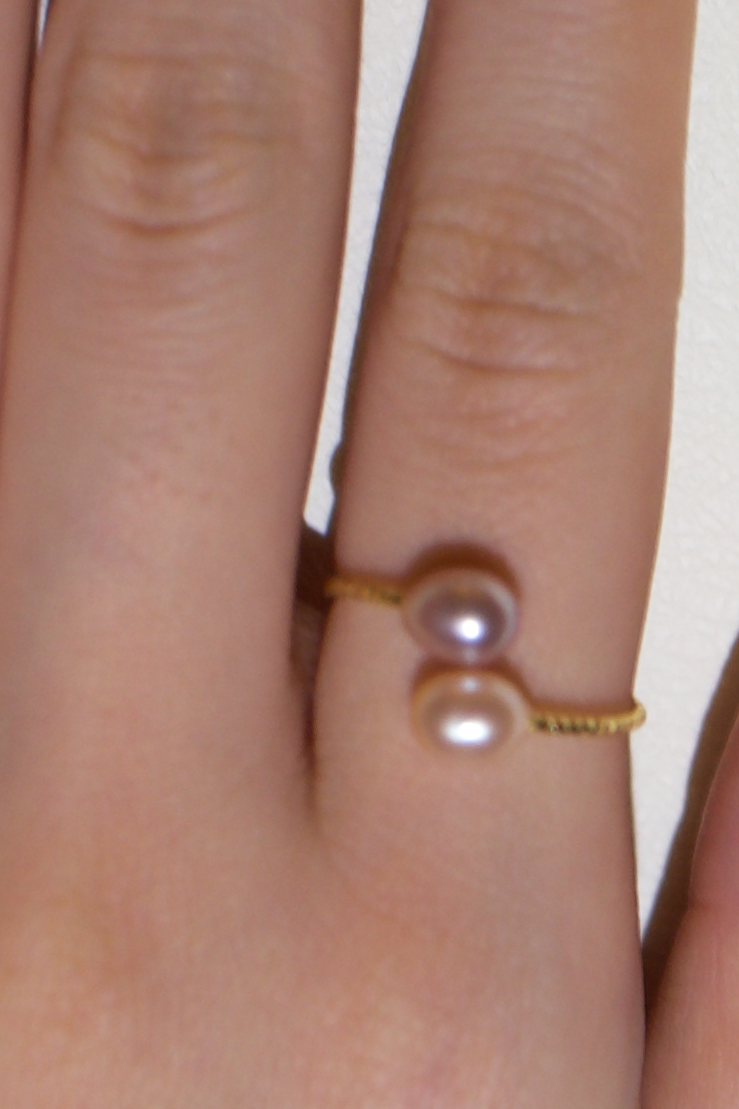 Double Pearl Spiral Ring