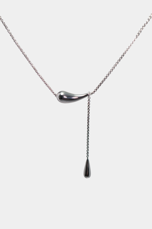 18K White Gold-Plated Silver Teardrop Necklace