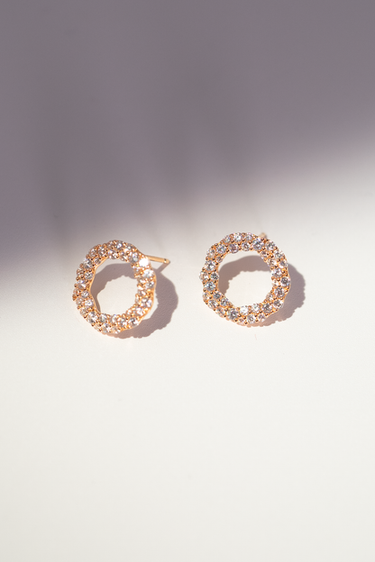 18K Gold-Plated Crystal Circle Stud Earrings