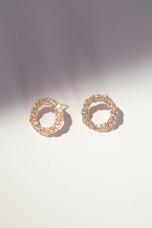 18K Gold-Plated Crystal Circle Stud Earrings