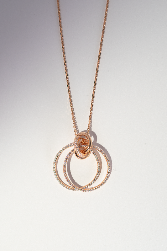 18K Gold-Plated Double Circle Pendant Necklace