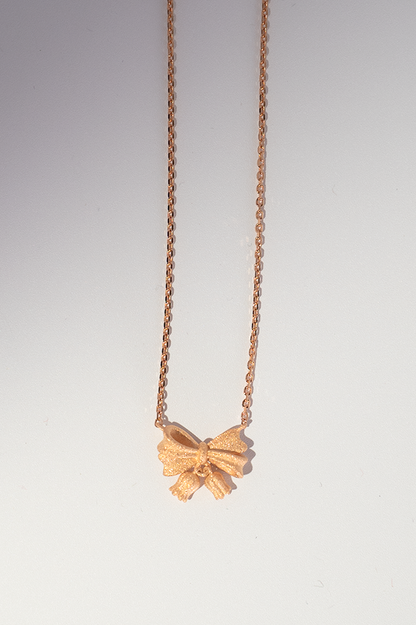 18K Gold-Plated Matte Bow Pendant Necklace