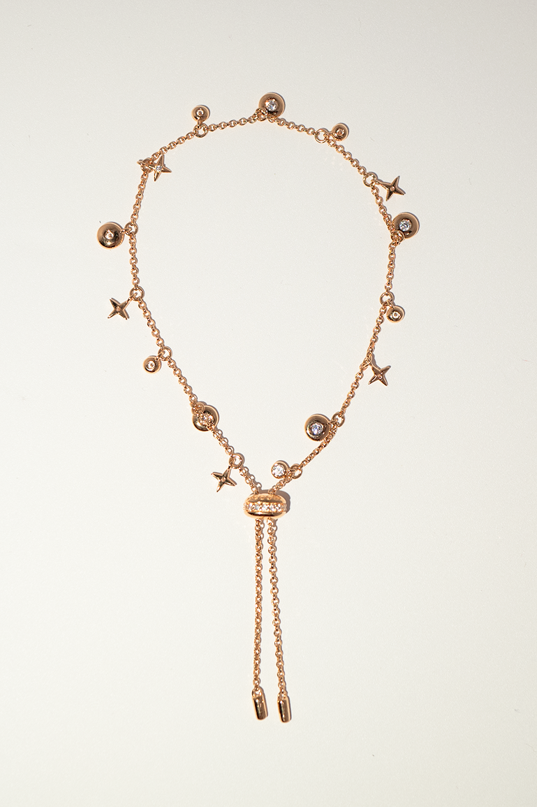 18K Gold-Plated Star and Crystal Adjustable Bracelet